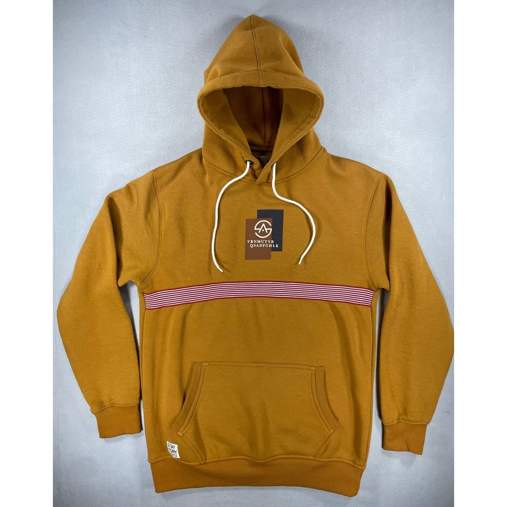 Ringspun Mens Hoodie Urban Vintage Dept Mustard Graphic Stripe XL